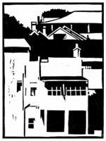 Houses On Richmond Hill Port Elizabeth - Linocut Printmaking - By Alan Grobler, Graphic Printmaking Artist