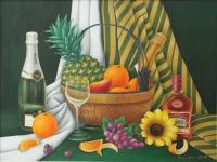 Still Life Gallery - Still Life With Fruit Basket - Oil On Canvas