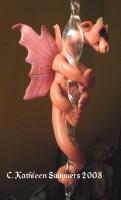 Pink Drip Dragon - Polymer Clay Mostly Sculptures - By C Kathleen Summers, Commercial Sculpture Artist