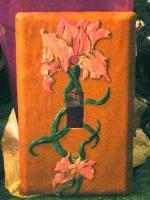 Pink Flowers Single Switch Plate - Polymer Clay Mostly Sculptures - By C Kathleen Summers, Commercial Sculpture Artist