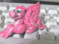 Boldy Pink Pegasus Mini Other Side - Polymer Clay Mostly Sculptures - By C Kathleen Summers, Commercial Sculpture Artist