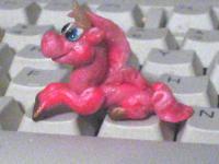 Boldy Pink Unicorn Mini Other Side - Polymer Clay Mostly Sculptures - By C Kathleen Summers, Commercial Sculpture Artist