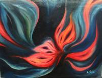 Fire Flower - Canvas Paintings - By Ana Calin, Oil Painting Painting Artist