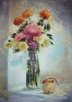 Autumn Flovers - 50X70 Paintings - By Vita Melnik, Oil Painting Artist