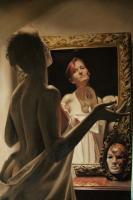 Woman In Front Of The Mirror - Oil On Canvas Paintings - By John Georgiadis, Realism Painting Artist