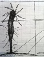Stick Man Growing - Black Ink Pen On Paper Drawings - By Peter Swaffer-Reynolds, Abstract Drawing Artist