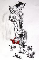 Coal Worker 1 - Sharpie Paintings - By Kwaku Osei, Abstract Painting Artist