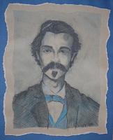 Doc Holliday - Pastel Pencils On Textured Pap Drawings - By John Heslep, Rustic Realism Drawing Artist