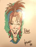 Pam Caricature - Marker On Poster Board Drawings - By John Heslep, Caricature Drawing Artist
