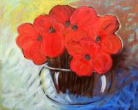 Poppies  In  The  Morning - Acrylic Paintings - By Paula Anderson, Expression Painting Artist