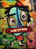 Neo  Expressionism - Biff Loses His Cell Phone - Acrylic