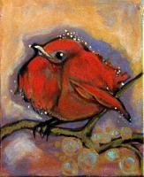 Expressioism - Little  Red  Bird - Acrylic