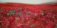 1 Million Red Rosses - Glass Oil Paintings - By Natalia Dobrovolska, Painting On The Glass Painting Artist