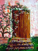 A Door - Watercolor Paintings - By Elaine Childers, Impressionism Painting Artist