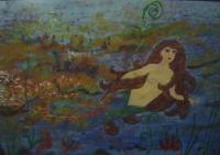 Mermaid - Acrylic Paintings - By Elaine Childers, Impressionism Painting Artist
