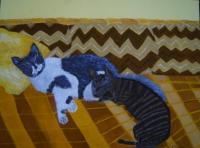 Catnap - Acrylic Paintings - By Elaine Childers, Impressionism Painting Artist