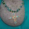 Teal Cross - Beading Jewelry - By Cynthia Riley, Expressive Jewelry Artist
