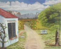 Caminito  Little Road - Oleo Sobre  Cartn Con Tela  Oi Paintings - By German Olivares, Realistic Painting Artist