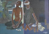 Blindness - Oil On Canvas Paintings - By Surjit Akre, Narrative Painting Artist