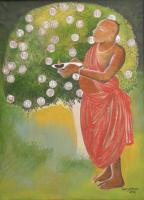 Money Plant - Oil On Canvas Paintings - By Surjit Akre, Narrative Painting Artist
