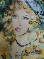Lady Of The Night - Mixed Media Mixed Media - By Victoria Rosenfield, Surreal Mixed Media Artist