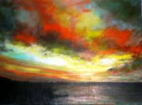 2011 Artworks - Last Summer Sunset By The Lake - Acrylic On Gallery Canvas