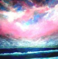 North Atlantic Ocean Skyscape - Acrylic On Gallery Canvas Paintings - By Marie-Line Vasseur, Realism Painting Artist