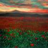 Poppies Fields In Tibet - Acrylic On Gallery Canvas Paintings - By Marie-Line Vasseur, Impressionism Painting Artist