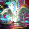 Swan Abstract - Acrylic On Gallery Canvas Paintings - By Marie-Line Vasseur, Abstractfigurative Painting Artist