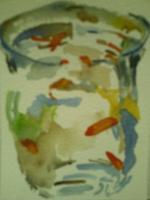 Paintings - Still Life With Goldfish - Watercolor
