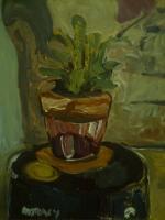 Still Life With Plant - Acrylic Paint Paintings - By Michael Tracy, Impressionism Painting Artist