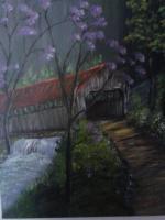 The Old Covered Bridge - Acrylic Paintings - By Mary Fitzgerald, Acrylic Painting Artist