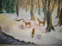 Winter Feeding - Acrylic Paintings - By Mary Fitzgerald, Acrylic Painting Artist