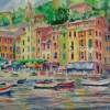 Portofino Harbor - Watercolor Paintings - By Ron Weathers, Impressionist Painting Artist