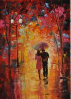 Falling In Love - Oil On Canvas Paintings - By Maria Slynko, Impressionism Painting Artist