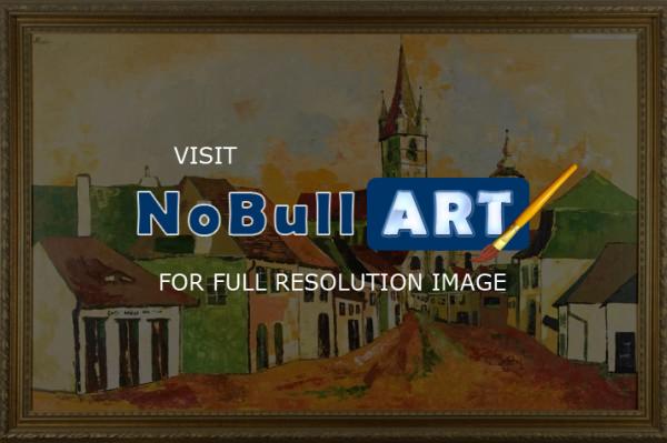 Landscape - Old Sibiu - Oil On Canvas