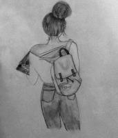 College Girl - Pencil And Paper Drawings - By Rhea Ghosal, Pencil Sketch Drawing Artist