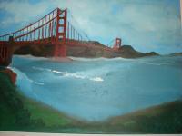 Golden Gate Bridge - Acrylic Paintings - By Isabel Bhambra, Impressionism Painting Artist