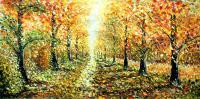 Painter Valery Rybakow Large Landscape Painting Gold Autumn - Oil On Canvas Paintings - By Valery Rybakow, Impasto Impressionism Painting Artist