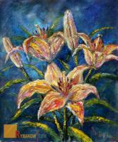 Wwwrybakowcom - Flower Oil Knife Painting Bouquet Of Flowers Near The Studio - Oil On Canvas