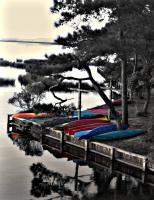 Colored Kayaks - Digital Photography - By Chirleen Evans, Waterscapes Photography Artist