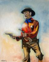 Gun Law - Oil On Canvas Board Paintings - By Edward Martin, Figurative Painting Artist