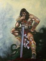 Conan The Barbarian - Oil On Hardboard Paintings - By Edward Martin, Portrait Painting Artist
