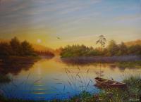 Landscape - Morning At The Pond - Oil On Canvas