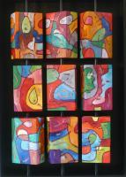 Multi Image Carousel No 1 - Oil On Ply-Wood Paintings - By Martin Koetsier, Abstract Painting Artist