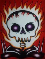 Ghost Rider Re-Imagined - Ink And Colored Pencil Drawings - By John Proctor, Lowbrow Drawing Artist