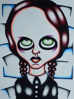 Wednesday Addams - Ink And Colored Pencil Drawings - By John Proctor, Lowbrow Drawing Artist