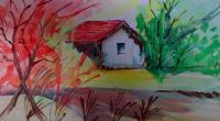 My Little Home - Poster Color Paintings - By Girish Padki, Abstract Painting Artist