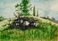 Watercolor Paintings - The Stone Grove - Watercolor