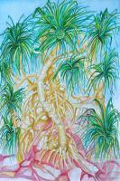 Snake Tree - Water Color Paintings - By Virginia -, Expressionist Painting Artist